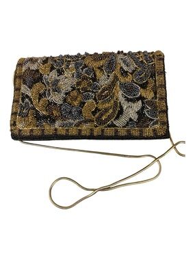 Vtg Carolyne‎ Barton Nights 80's Multi Color Beaded Cocktail Bag Clutch Floral